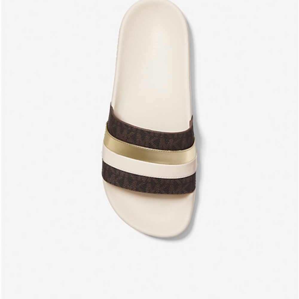 Michael Kors Logo Slides in light cream